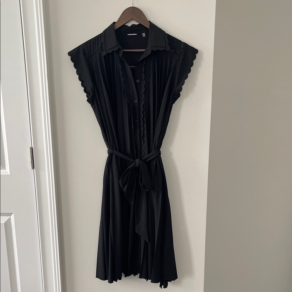 Elie Tahari Black Pleated Mini Dress